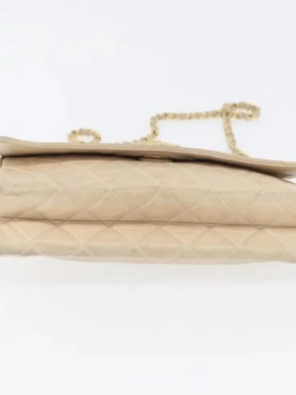 CHANEL Matelasse Chain Shoulder Bag Lamb Skin Beige Gold CC Auth BA10672